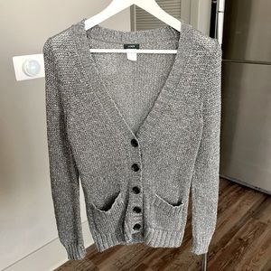 J. Crew Metallic Silver Sparkle Cardigan